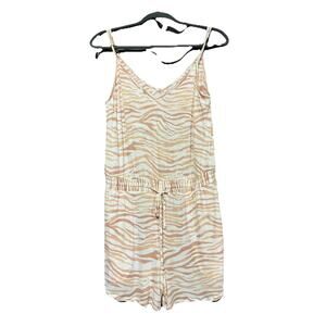 SOMA Animal Print Romper Women’s M Beige Lounge Sleep Adjustable Straps